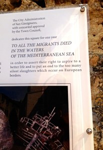 Dedication to Migrants-San Gimignano, Italy