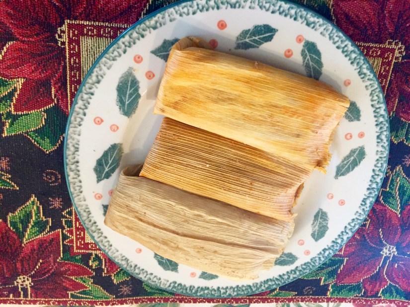 Christmas food, tamales, red chile tamales, green chile tamales, Mexican tamales