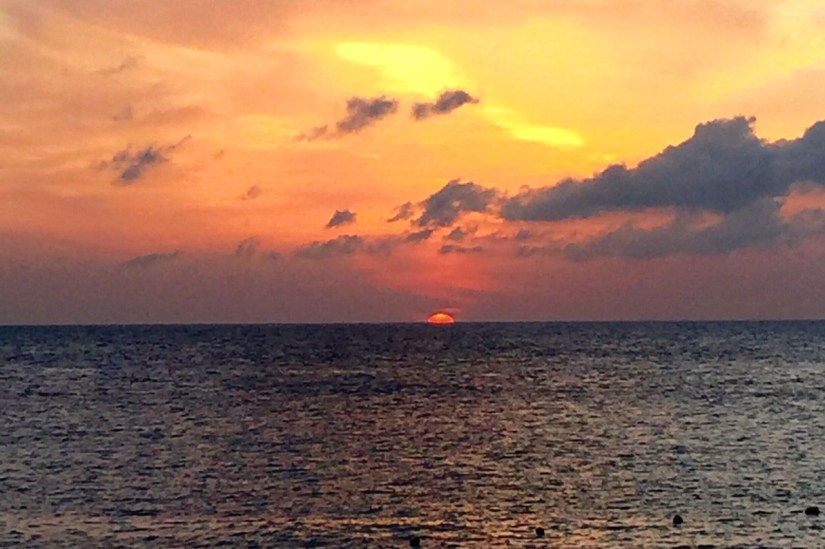 Sunset over Cozumel, Caribbean Ocean